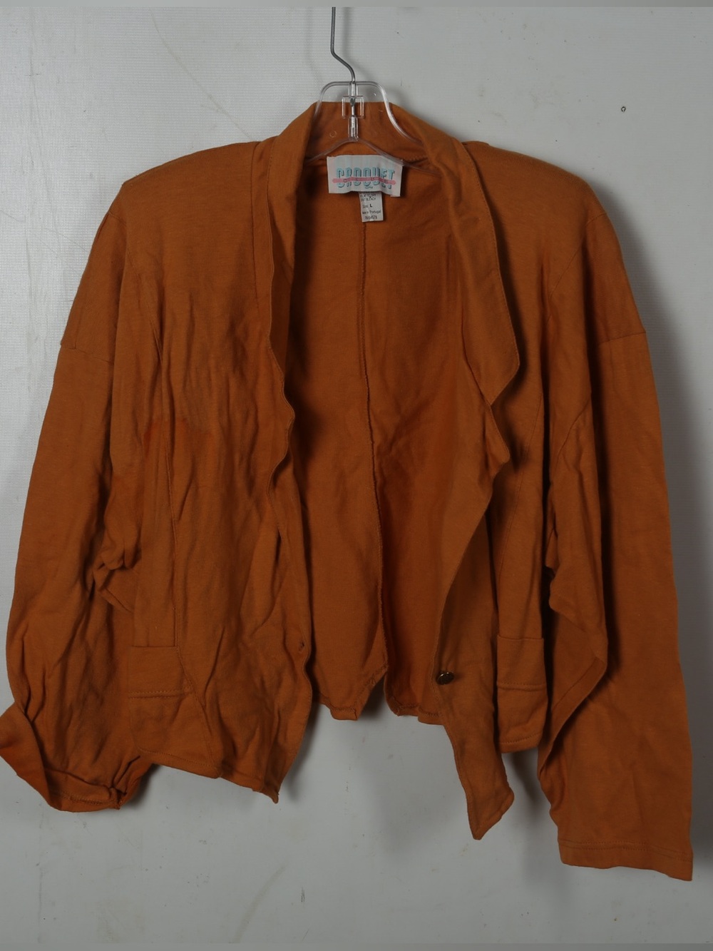 Donnalyn Open-Front Rust Draped Cardigan